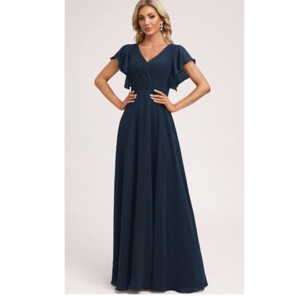 David's Bridal Dresses & Skirts - David's Bridal Dark Navy Chiffon Dress